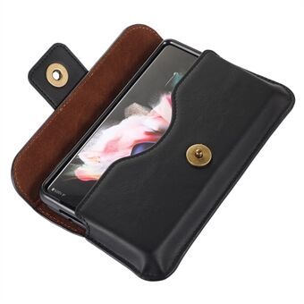 For Samsung Galaxy Z Fold3 5G Crazy Horse Texture PU Leather Waist Phone Case Horizontal Belt Loop Phone Bag