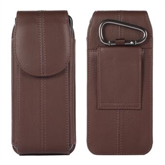 For Samsung Galaxy Z Fold3 5G Genuine Cowhide Leather Holster Vertical Phone Bag with Belt Loop and Carabiner