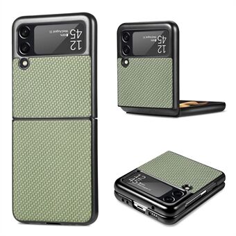 Carbon Fiber Texture Thin Slim Shockproof PU Leather Coated PC + PVC Phone Case for Samsung Galaxy Z Flip3 5G