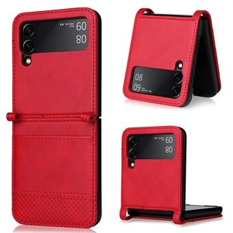 Vintage Texture One-Piece Design PU Leather Coated PC Phone Case Shell with Card Slot for Samsung Galaxy Z Flip3 5G