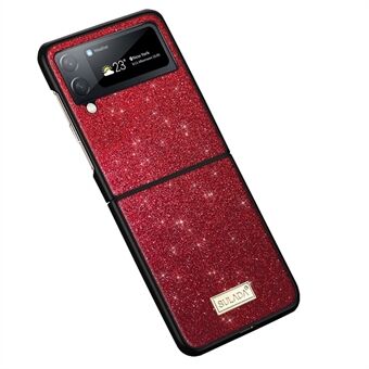 SULADA For Samsung Galaxy Z Flip3 5G Glitter Sequins Phone Cover PU Leather Coated PC + TPU Hybrid Case