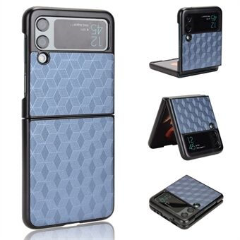 For Samsung Galaxy Z Flip3 5G Rhombus Imprinted Folding Phone Case Anti-drop PU Leather Coated PC Cover