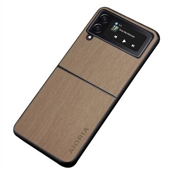 AIORIA For Samsung Galaxy Z Flip3 5G PU Leather + PC + TPU Phone Drop-proof Case Retro Wood Texture Anti-scratch Cover