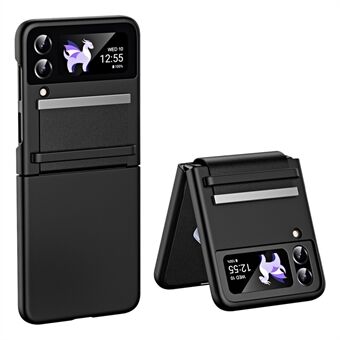 For Samsung Galaxy Z Flip3 5G Skin-touch Anti-scratch PU Leather Coated PC Cover Retractable Hinge Folding Phone Case
