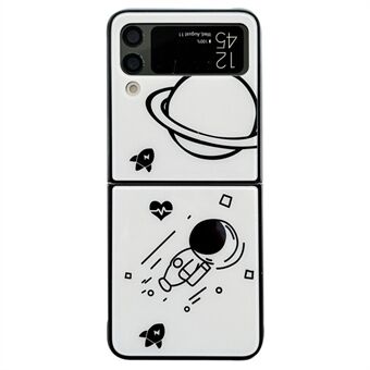 For Samsung Galaxy Z Flip3 5G Astronaut Pattern Glass+PC Phone Case Folding Phone Cover
