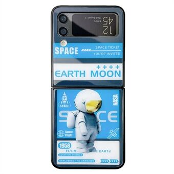 For Samsung Galaxy Z Flip3 5G Astronaut Pattern Folding Phone Case Glass+PC Anti-drop Back Cover