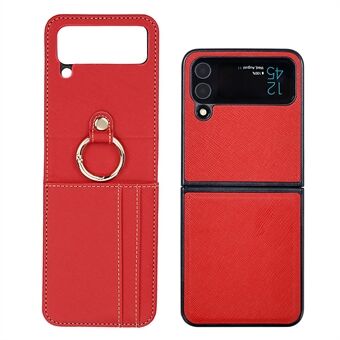 Cross Texture Magnetic Phone Case for Samsung Galaxy Z Flip3 5G , Card Slot Design Slim PU Leather+PC Phone Cover