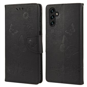 Butterflies Flower Imprinted Wallet Stand Leather Cover Case for Samsung Galaxy A13 5G / A04s 4G (164.7 x 76.7 x 9.1 mm)