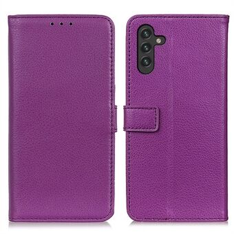 Litchi Texture Premium PU Leather Wallet Flip Protective Phone Case with Stand and Magnetic Closure for Samsung Galaxy A13 5G / A04s 4G (164.7 x 76.7 x 9.1 mm)