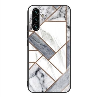 Well-protected Durable Marble Pattern Tempered Glass + TPU Hybrid Phone Case Shell for Samsung Galaxy A13 5G