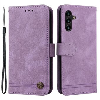 Stylish Shockproof Phone Flip Case Tree Pattern Metal Button Decor Stand Wallet PU Leather+TPU Cover for Samsung Galaxy A13 5G / A04s 4G (164.7 x 76.7 x 9.1 mm)