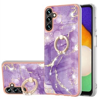 For Samsung Galaxy A13 5G / A04s 4G (164.7 x 76.7 x 9.1 mm) Kickstand Design Anti-scratch Drop-proof Electroplating Flexible TPU Cover IML IMD Marble Pattern Phone Shell
