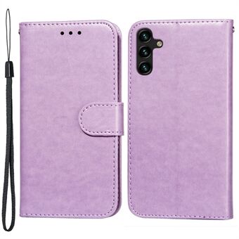 Dual-sided Magnetic Closure Solid Color PU Leather Wallet Stand Flip Cover Phone Case with Wrist Strap for Samsung Galaxy A13 5G / A04s 4G (164.7 x 76.7 x 9.1 mm)
