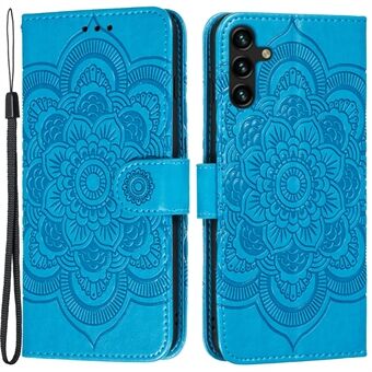 Mandala Flower Imprinted Wallet Case Stand PU Leather Folio Flip Protective Cover with Strap for Samsung Galaxy A13 5G / A04s 4G (164.7 x 76.7 x 9.1 mm)
