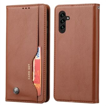 Auto-absorbed Front Card Slot Design Wallet Leather Folio Flip Phone Cover with Stand for Samsung Galaxy A13 5G / A04s 4G (164.7 x 76.7 x 9.1 mm)
