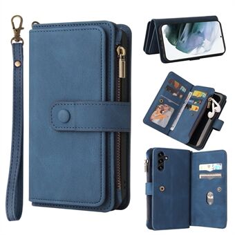 For Samsung Galaxy A13 5G / A04s 4G (164.7 x 76.7 x 9.1 mm) KT Multi-functional Series-2 Multiple Card Slots PU Leather TPU Shell Phone Stand Case with Wrist Strap and Zipper Pocket