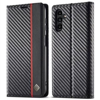LC.IMEEKE Carbon Fiber Texture Wallet Stand Design PU Leather Magnetic Auto Closing Phone Case Cover for Samsung Galaxy A13 5G / A04s 4G (164.7 x 76.7 x 9.1 mm)
