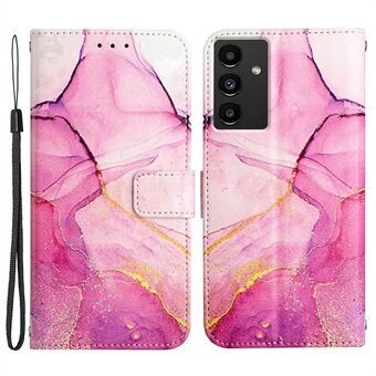 YB Pattern Printing Series-5 for Samsung Galaxy A13 5G / A04s 4G (164.7 x 76.7 x 9.1 mm) Printed Marble Pattern PU Leather Folio Flip Stand Case Wallet Style Magnetic Clasp Shockproof Cover with Strap
