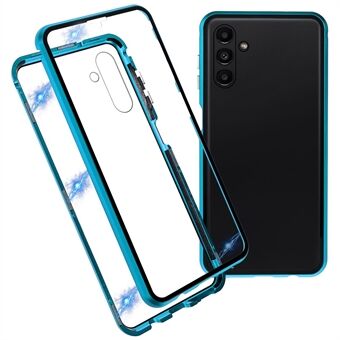 For Samsung Galaxy A13 5G Anti-Fall 360-Degree Protection Phone Cover Double-Sided Tempered Glass + Magnetic Metal Frame Anti-Scratch Shell with Lock