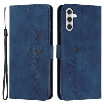 For Samsung Galaxy A13 5G / A04s 4G (164.7 x 76.7 x 9.1 mm) Heart Shape Imprinted Phone Case PU Leather Skin-touch Feeling Wallet Style Shell with Stand