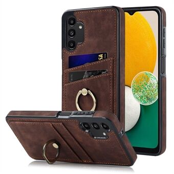 For Samsung Galaxy A13 4G  / 5G Retro PU Leather Coated TPU Case Ring Holder Kickstand Phone Cover with Card Holder