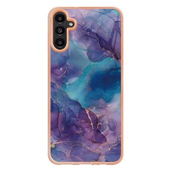 For Samsung Galaxy A13 5G / M13 5G / A04 4G (164.4 x 76.3 x 9.1 mm) YB IMD Series-16 Marble Case Style E IMD Electroplating Frame 2.0mm TPU Shockproof Flexible Phone Cover
