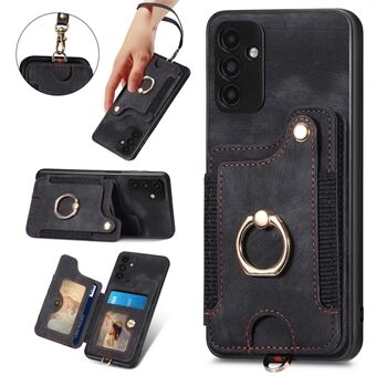Shockproof Cover for Samsung Galaxy A13 5G RFID Blocking Card Holder PU Leather+PC+TPU Kickstand Phone Case