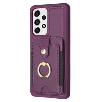 BF27 Ring Kickstand Cover for Samsung Galaxy A13 4G / 5G PU Leather Coated TPU Card Slots Phone Case