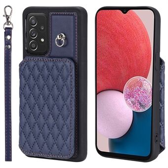 Style 008 PU Leather+TPU Phone Cover for Samsung Galaxy A13 4G / A13 5G Kickstand RFID Blocking Phone Case with Wrist Strap