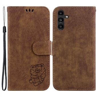For Samsung Galaxy A13 5G Cute Tiger Imprinted PU Leather Cover Wallet Stand Phone Case