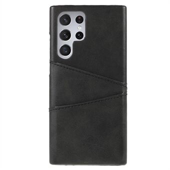 Lightweight Dust-proof Mobile Phone Case PU Leather+PC Back Phone Cover with 2 Card Slots for Samsung Galaxy S22 Ultra 5G