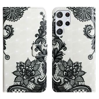Pattern Printing Light Spot Decor Leather Cover Stand Wallet Protective Phone Case for Samsung Galaxy S22 Ultra 5G