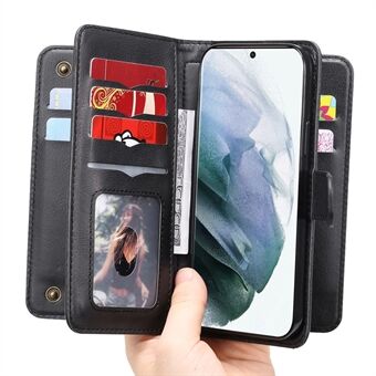 KT Multi-functional Series-1 10 Card Slots Design Foldable Stand Leather Phone Cover Wallet Shell for Samsung Galaxy S22 Ultra 5G