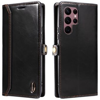 GQ.UTROBE 010 Series for Samsung Galaxy S22 Ultra 5G Lightweight Slim RFID Blocking PU Leather+TPU Cell Phone Cover Stand Wallet Phone Case