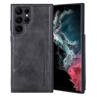 HANMAN Mika Series For Samsung Galaxy S22 Ultra 5G Card Slots Design PU Leather Coated TPU Protective Case Phone Back Cover