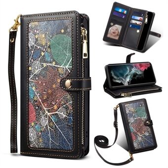 ESEBLE Galaxy Series Shockproof Case for Samsung Galaxy S22 Ultra 5G Leather Folio Flip Cover RFID Blocking Wallet Phone Case with Stand