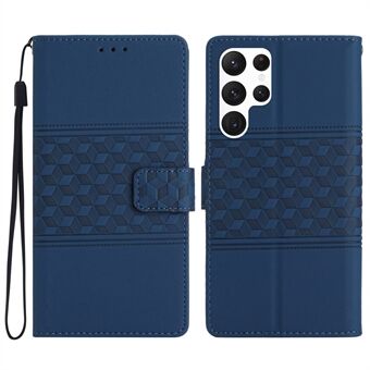 Mobile Phone Case Wallet for Samsung Galaxy S22 Ultra 5G, Imprinted Pattern Skin-touch Feeling Retro Stand Leather Phone Cover