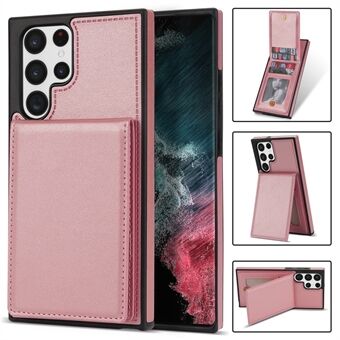 Back Cover for Samsung Galaxy S22 Ultra 5G, Anti-drop Solid Color Vertical Flip Kickstand Phone Case RFID Blocking Multiple Card Slots PU Leather Coated TPU Shell