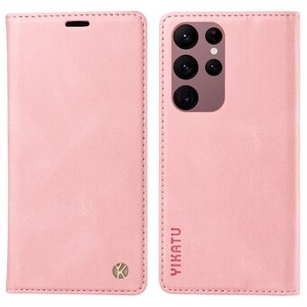 YIKATU YK-004 Skin-touch Leather Cover for Samsung Galaxy S22 Ultra 5G , Stand Shell Wallet Phone Case