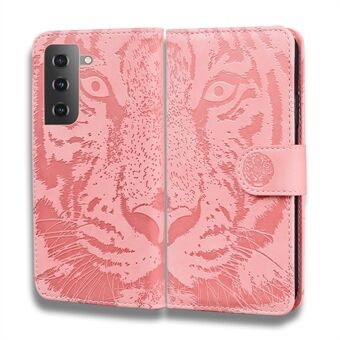 Tiger Pattern Imprinted Full Protection Leather Phone Case Wallet Stand Shell for Samsung Galaxy S22