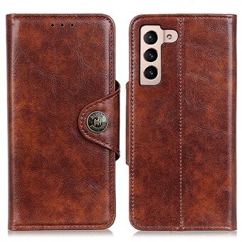 KHAZNEH Fall-resistant Magnetic Clasp Closure PU Leather Phone Cover Shell with Stand Wallet for Samsung Galaxy S22 5G