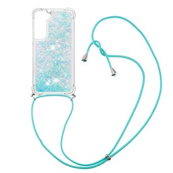 Glitter Quicksand Clear Soft TPU Phone Case with Adjustable Lanyard for Samsung Galaxy S22 5G