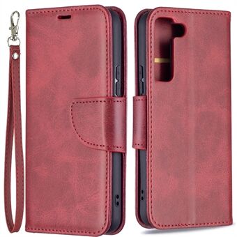 PU Leather Wallet Stand Anti-fall Smartphone Protection Case with Wrist Strap for Samsung Galaxy S22 5G