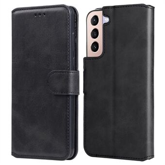 Classic Stand Folio Flip Cover PU Leather Scratch-resistant Well-protected Wallet Phone Case for Samsung Galaxy S22 5G