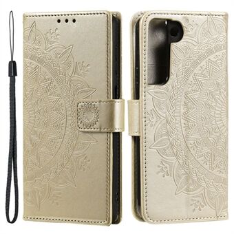 For Samsung Galaxy S22 5G Imprinting Mandala Flower Pattern Folio Flip Phone Cover PU Leather Wallet Stand Case