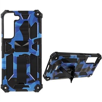 For Samsung Galaxy S22 5G Camouflage Design Kickstand Case Shockproof TPU Hard PC Protective Armor Phone Cover