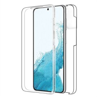 Scratch-resistant Phone Shell Clear 2-in-1 Hard PC Back+PET Front Cover+TPU Edge Hybrid Phone Case for Samsung Galaxy S22 5G