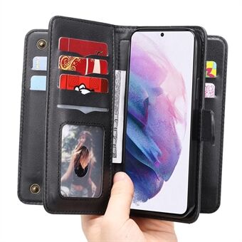 For Samsung Galaxy S22 5G KT Multi-functional Series-1 10 Card Slots Design Leather Phone Cover Horizontal Stand Wallet Shell