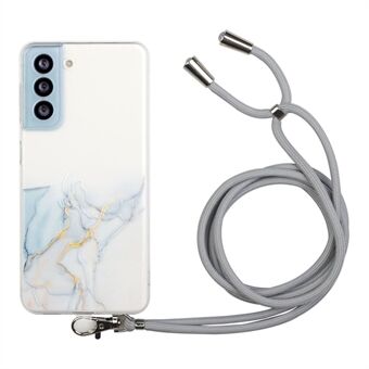 Long Lanyard Drop-proof Precise Cutout Embossing Marble Pattern Flexible TPU Phone Case Shell for Samsung Galaxy S22 5G
