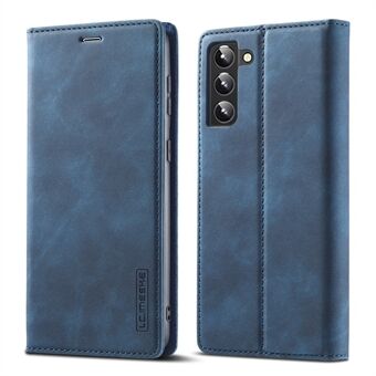LC.IMEEKE Strong Magnetic Adsorption Shell for Samsung Galaxy S22 5G, PU Leather TPU Bumper Stand Flip Wallet Case